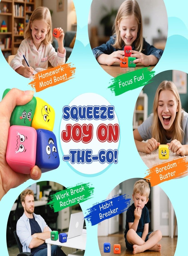 Dilabnba Fidget Face Cube, Stress Balls Emotion Cube Bulk Pack, Sensory Squishy Toy Squeeze Fidget Blocks Treasure Box, Gifts Party Favors Classroom/Birthday/Easter Goodie Bags Stuffers 24Pack - Image 5